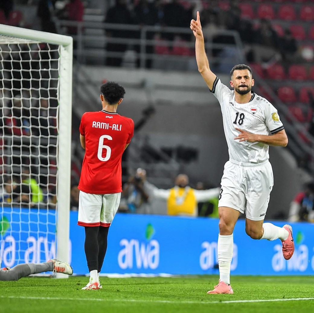 ايمن حسين يقود العراق للفوز على اليمن