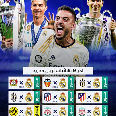 آخر 9 نهائيات لريال مدريد في دوري أبطال أوروبا