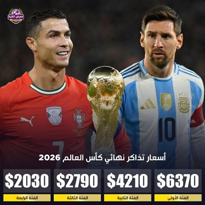 أسعار تذاكر نهائي كأس العالم 2026.